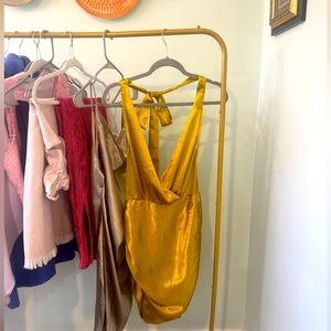 Nasty gal Satin Gold dress | US Size 8 | Never worn - small tear near zipper